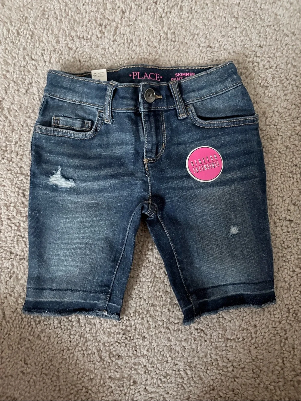 The Children's Place Dark Blue Distressed Denim Skimmer Shorts